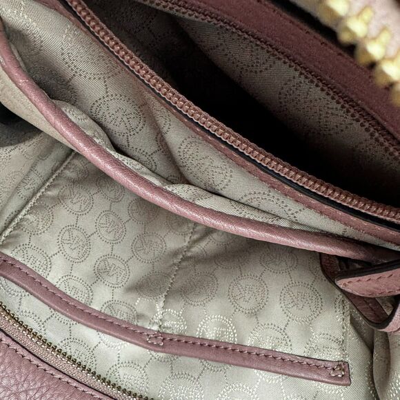 MICHAEL KORS Dusky Rose Rhea Zip Medium Leather Backpack Purse Adjustable Straps - Picture 12 of 12